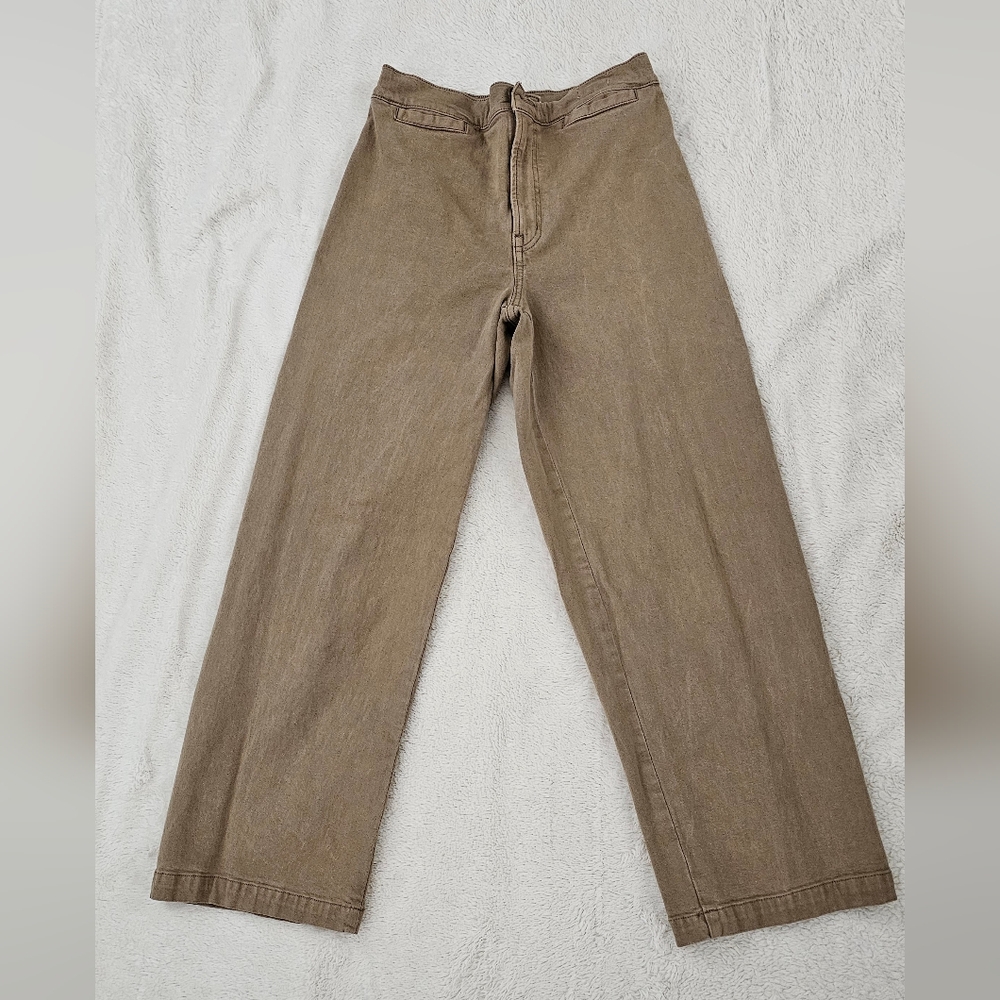 Madewell Emmett Wide Leg Crop Pant Dark Khaki Sz 27